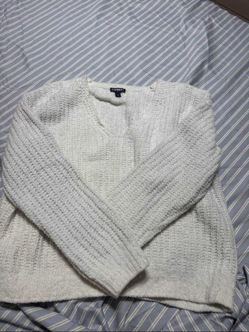Express Creamy White Crewneck Knit Sweater